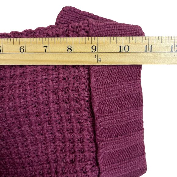 Y2K Cowl Neck Sweater M | Berry Burgundy Vintage Chunky Waffle Knit Soft Grunge - Picture 10 of 11